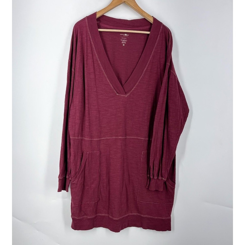 Natural Life Women's Charlie Slub Cotton V-Neck Long Sleeve Pocket Tunic Size‎ M